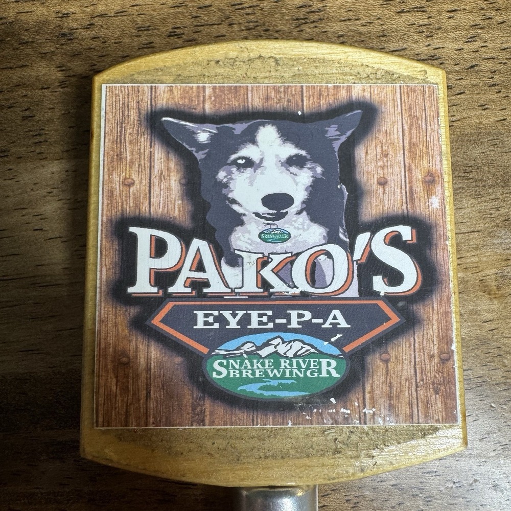 Snake River Brewing Pako's Eye-PA Beer Tap Handle Wooden Dog IPA Bar - Picture 3 of 9